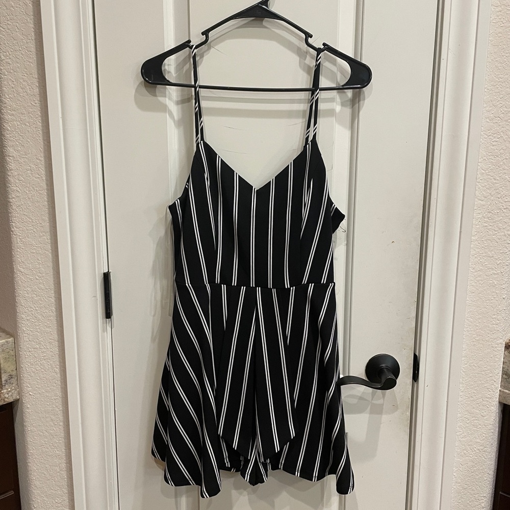 Black and White Striped Romper